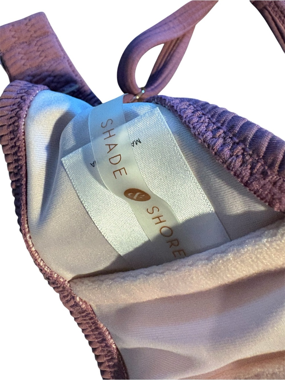 SHADE & SHORE 36D Women's ribbed Mauve Underwire swim suit bra top - Picture 6 of 7